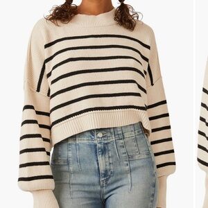 Free People Ribbed Striped Crop Sweater. XL. NWT